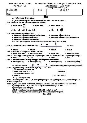 Đề kiểm tra 1 tiết năm học 2014 - 2015 môn Hình học lớp 6